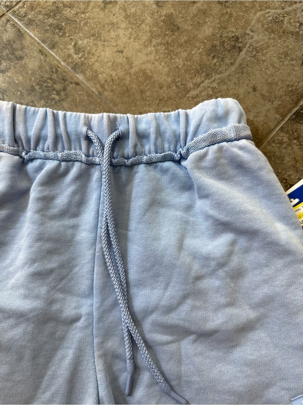 🥒Women's Blue acid wash Drawstring Lounge Shorts - Picture 4 of 7